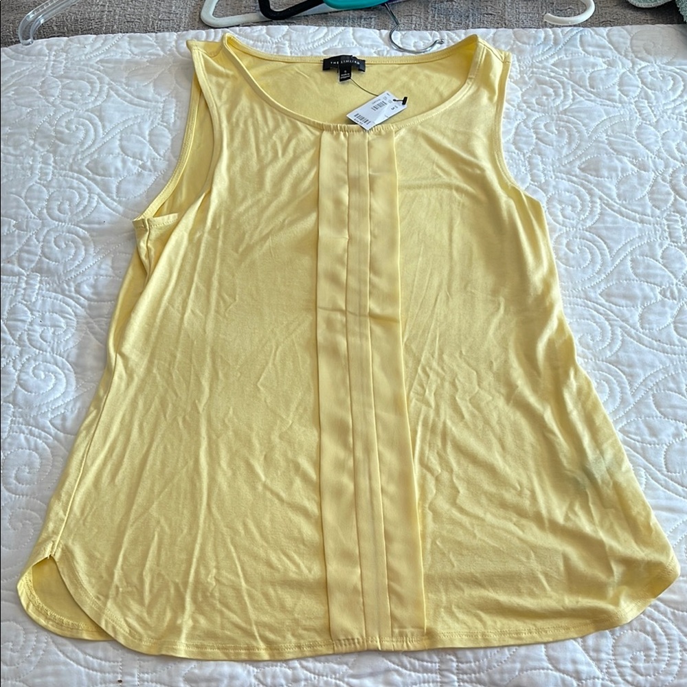 NWT The Limited Yellow Sleeveless Tank Top with Pleated Detail SIZE small